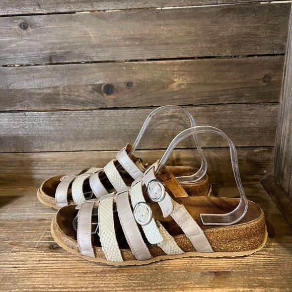 Womens Haflinger Gray Leather Strappy‎ Slip On Slide Sandals Size EU 40 US 9 M - Picture 2 of 8